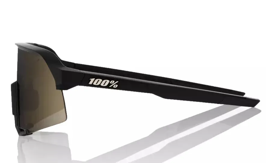 100% S3 Soft Tact Black Cycling Glasses - Soft Gold Mirror Lens