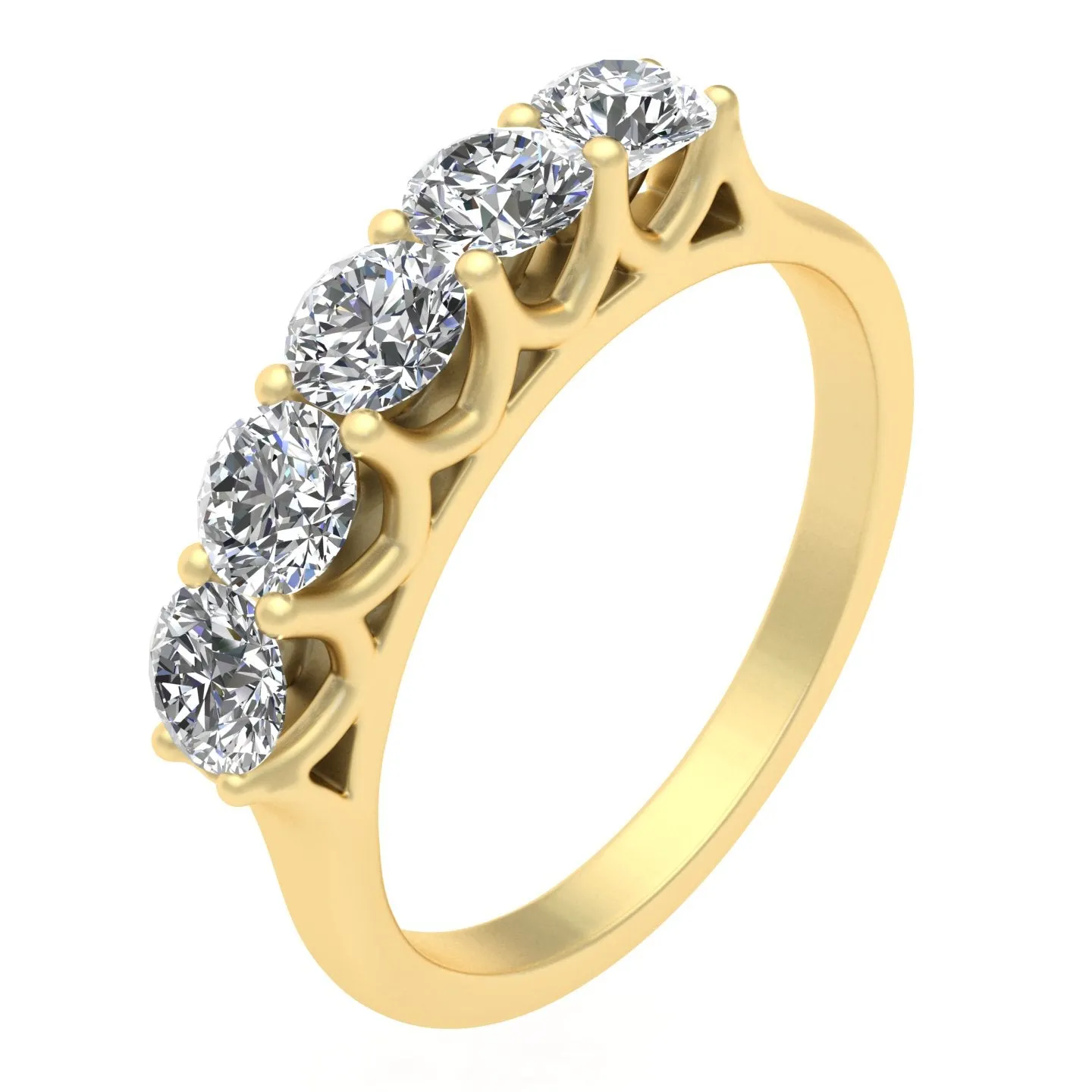 1.00ctw Diamond Five Stone Wedding Band in 14k Yellow Gold (K-L, I2-I3)