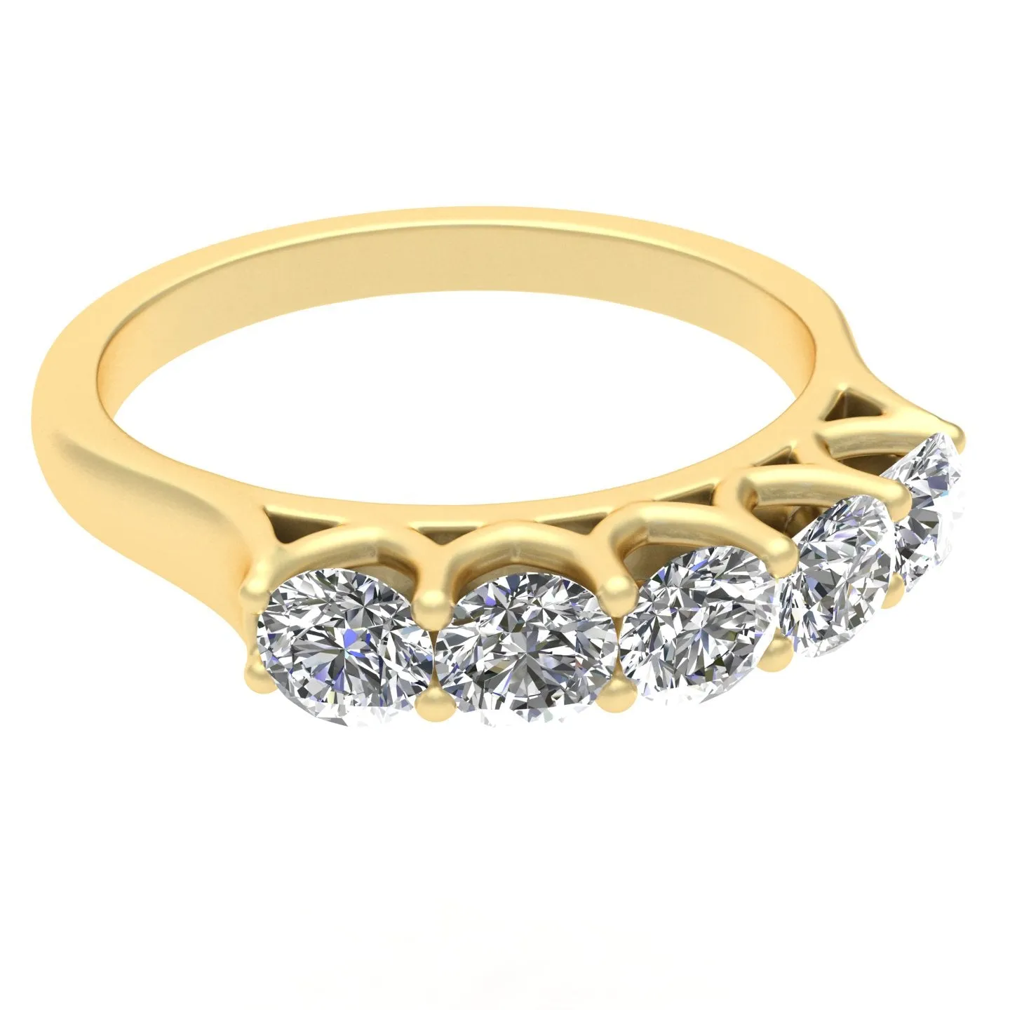1.00ctw Diamond Five Stone Wedding Band in 14k Yellow Gold (K-L, I2-I3)