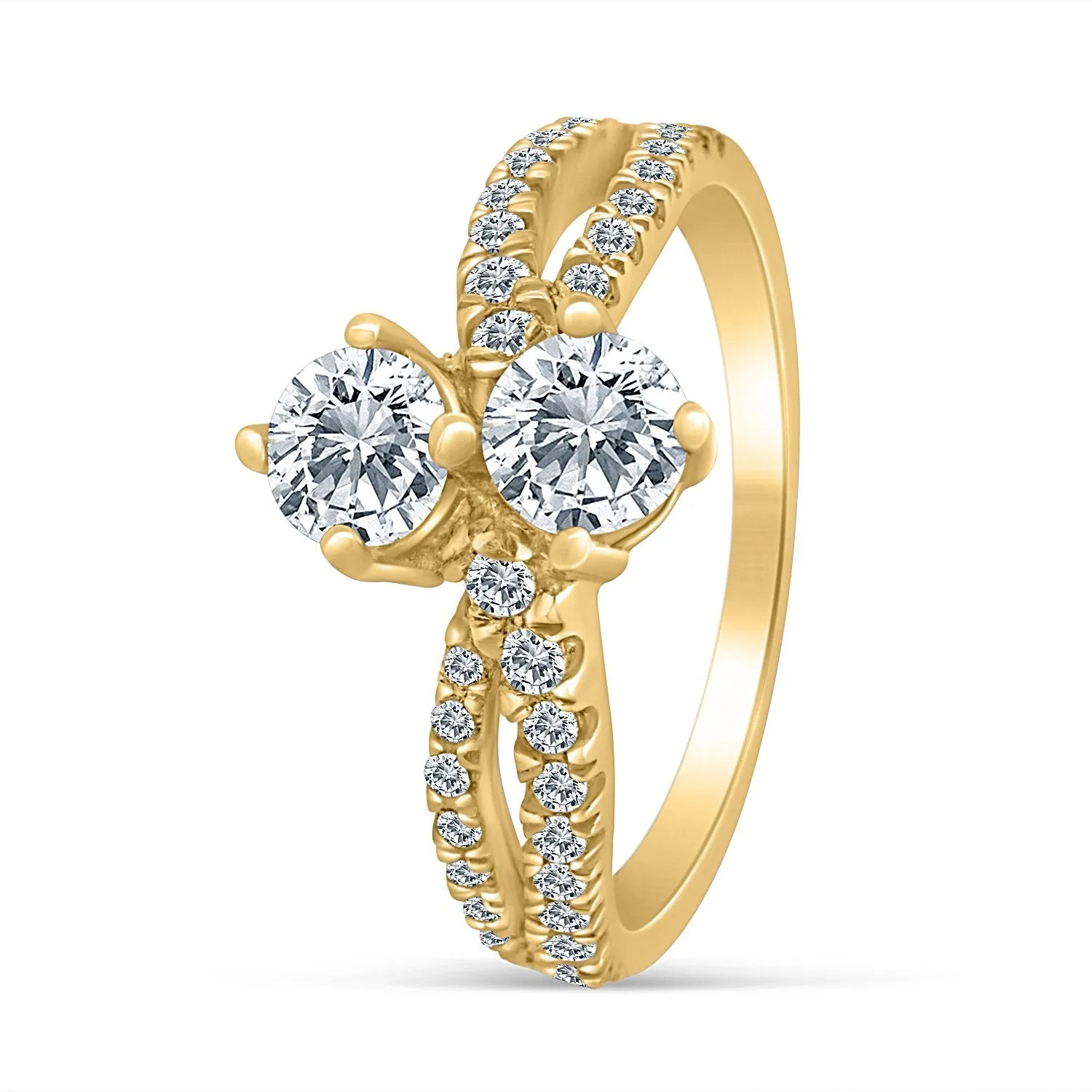 1.00ctw Diamond Two Stone Ring in 10k Yellow Gold (J-K, I2-I3)