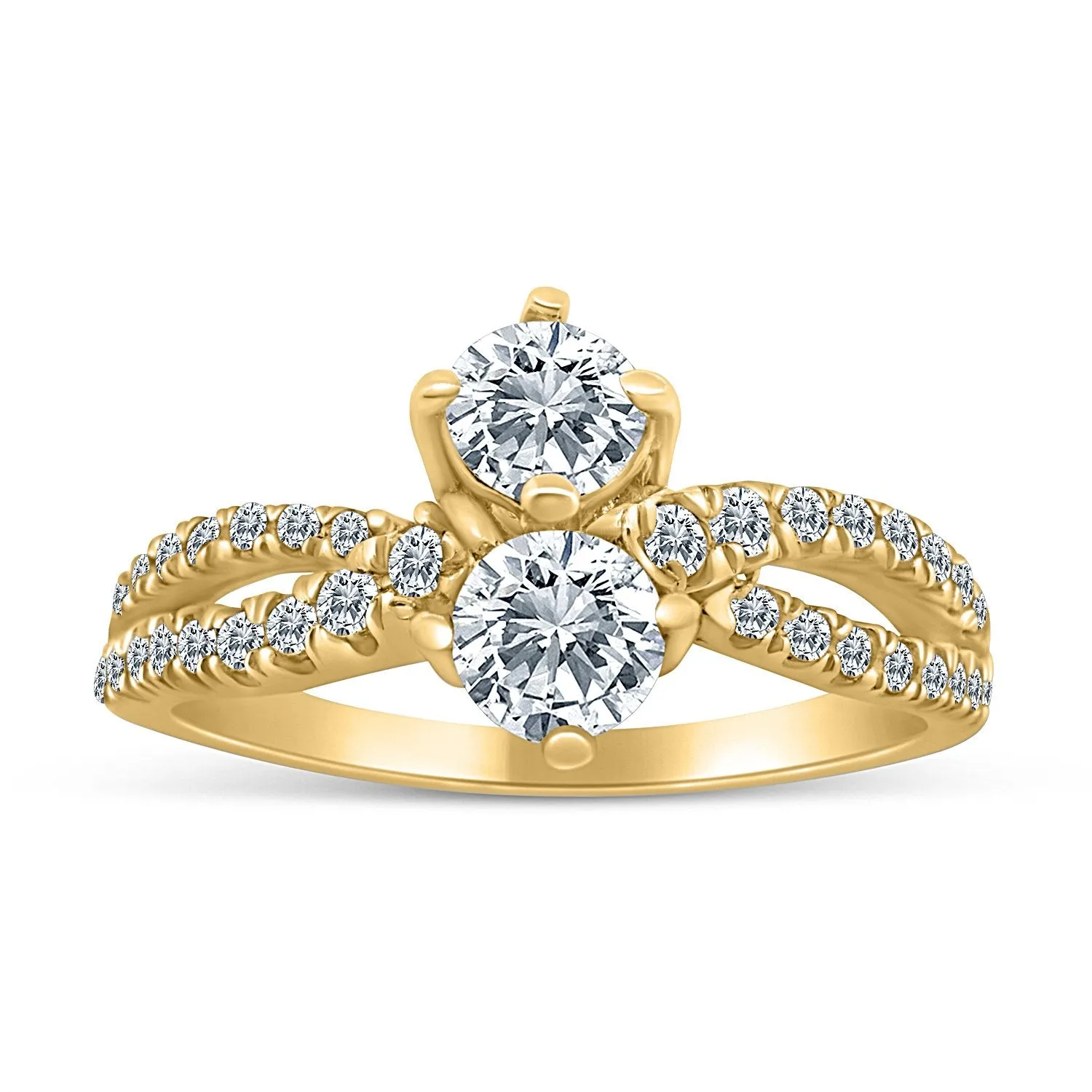 1.00ctw Diamond Two Stone Ring in 10k Yellow Gold (K-L, I2-I3)