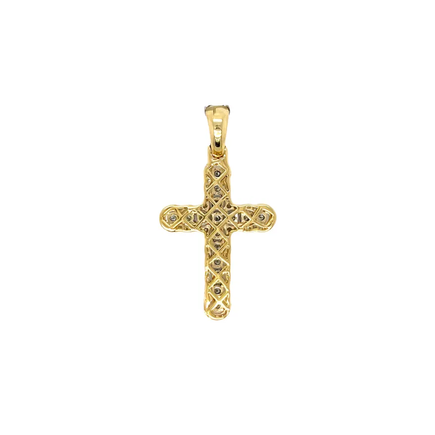 10k Gold Prong Cross Pendant with .73ct of Natural Diamonds - PD0990A