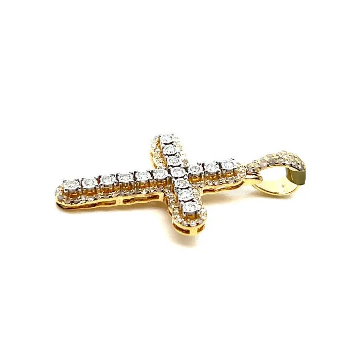 10k Gold Prong Cross Pendant with .73ct of Natural Diamonds - PD0990A