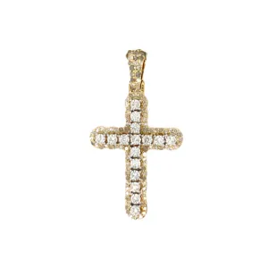 10k Gold Prong Cross Pendant with .73ct of Natural Diamonds - PD0990A