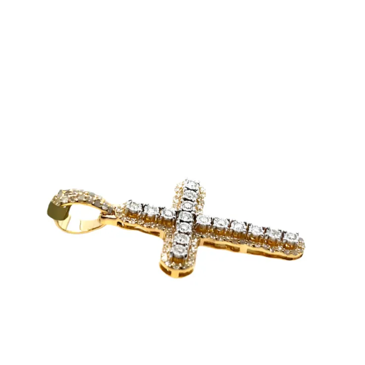 10k Gold Prong Cross Pendant with .73ct of Natural Diamonds - PD0990A