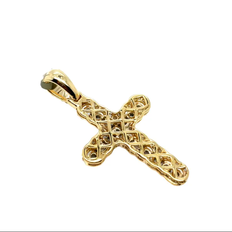 10k Gold Prong Cross Pendant with .73ct of Natural Diamonds - PD0990A
