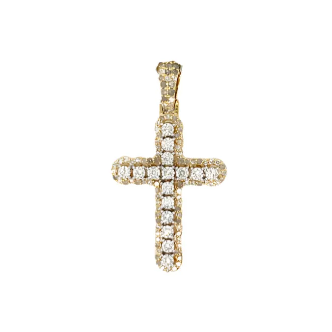 10k Gold Prong Cross Pendant with .73ct of Natural Diamonds - PD0990A