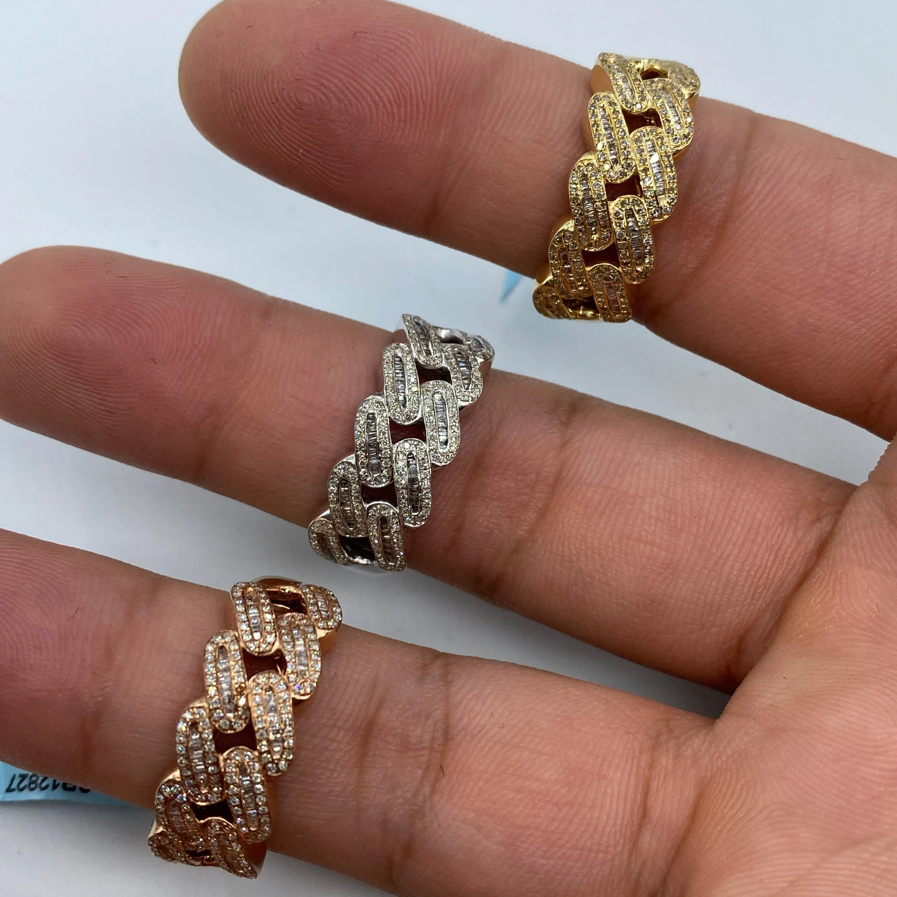 10K/14K Gold 9MM Rounded Cuban Link Diamond Baguette Ring