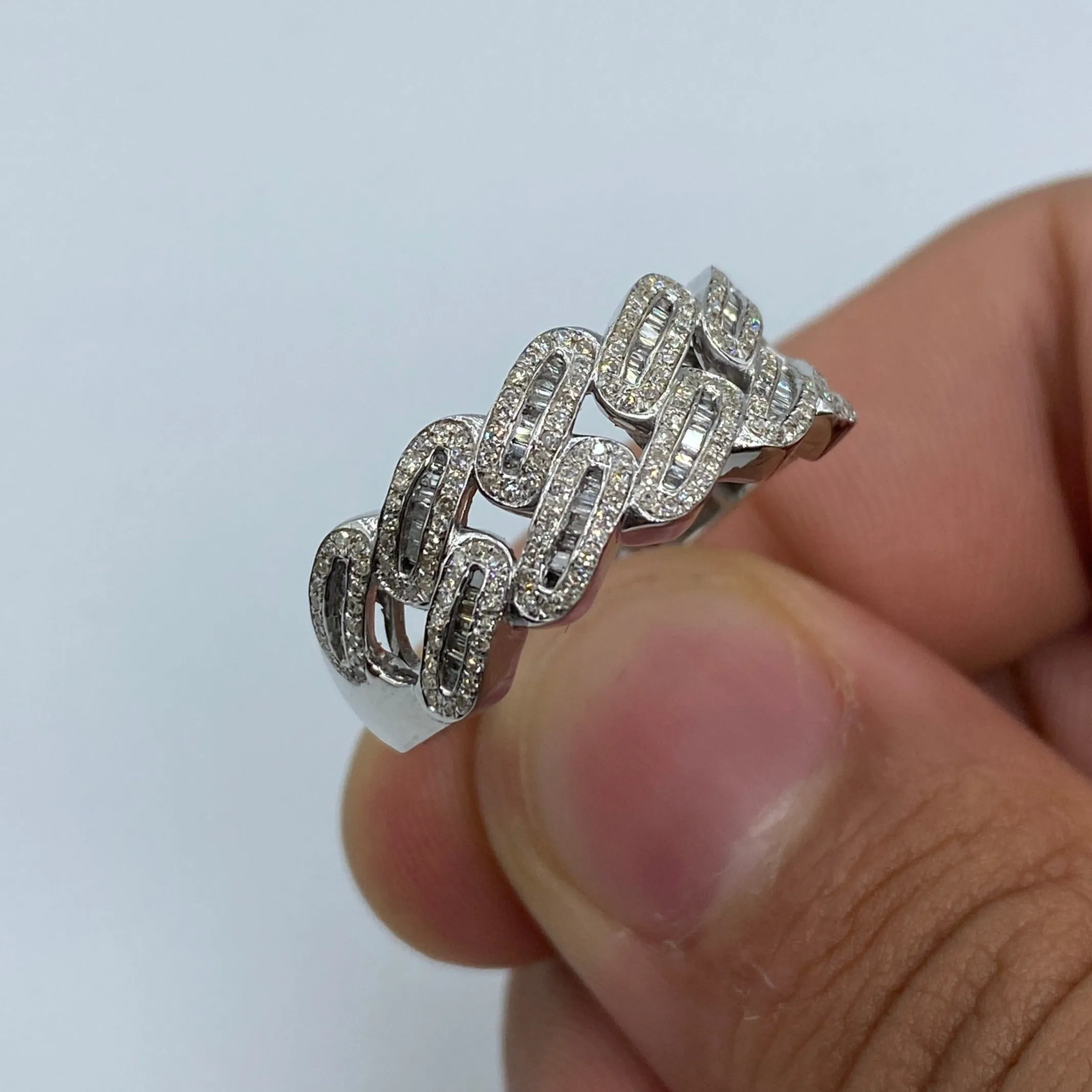 10K/14K Gold 9MM Rounded Cuban Link Diamond Baguette Ring
