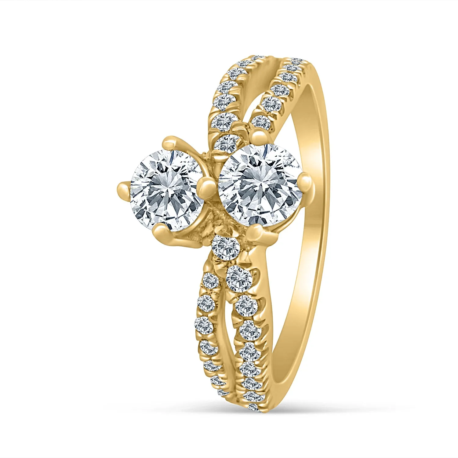 1/4 Carat TW Diamond Two Stone Ring in 10k Yellow Gold (K-L, I2-I3)