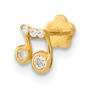 14K 18 Gauge Music Note and CZ Cartilage