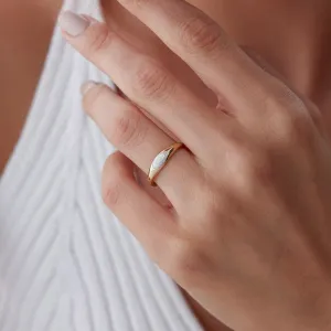 14k Gold Crystal Enamel Ring