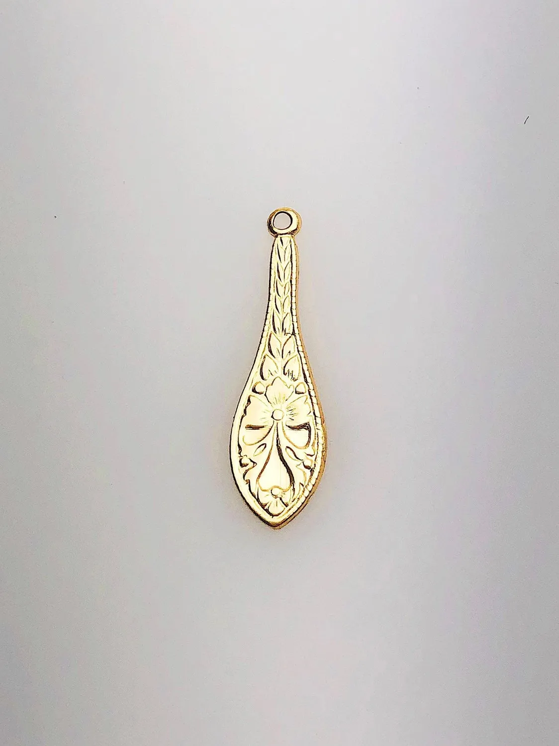14K Gold Fill Decorative Charm w/ Ring, 6.0x21.0mm, Made in USA - 387