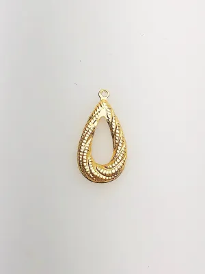 14K Gold Fill Decorative Textured Drop Charm w/ Ring, 8.5x16.6mm, Made in USA - 1437