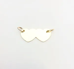 14k Gold Fill Double Heart Charm with Oval Jump Rings 19.1x8.5mm (2266.020)
