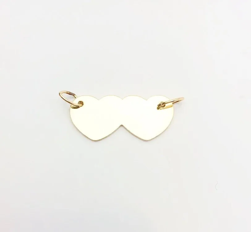 14k Gold Fill Double Heart Charm with Oval Jump Rings 19.1x8.5mm (2266.020)