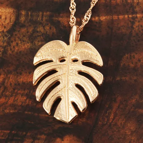 14K Pink Gold Monstera Leaf Pendant (Chain Sold Separately)