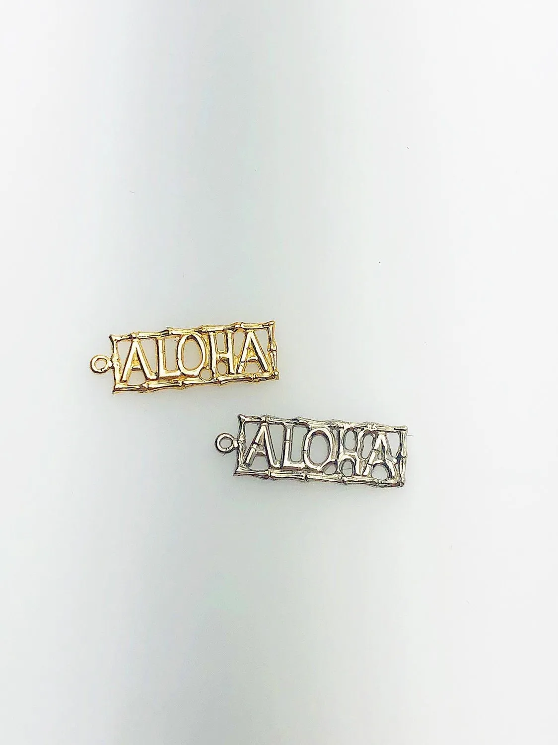 14K Solid Gold Aloha Charm w/ Ring, 16.4x5.5mm, Made in USA (L-14)