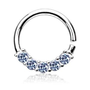 14K Solid Gold CZ Bendable Nose Ring Septum Cartilage Tragus