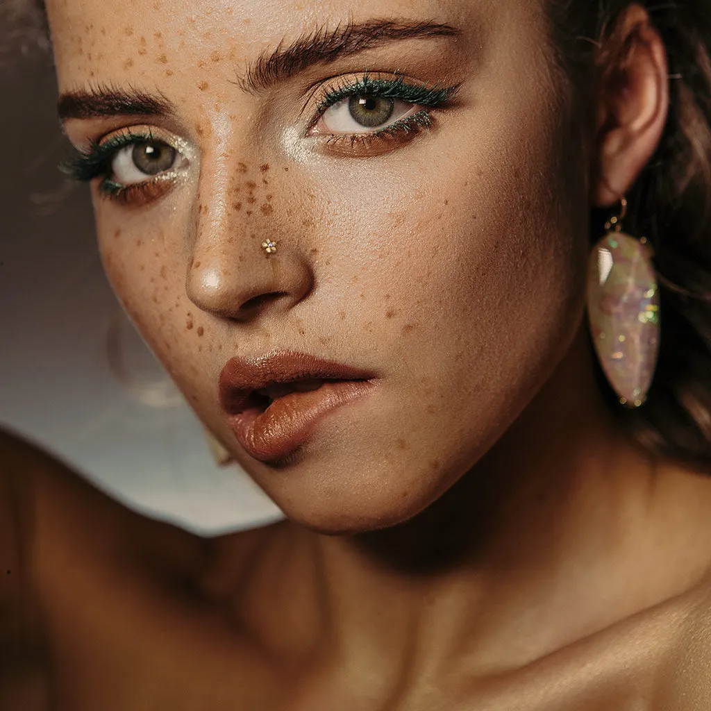 14K Solid Gold Five Petal Flower L Bend Nose Ring