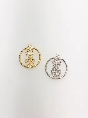 14K Solid Gold Pineapple Charm w/ Ring, 11.9mm, Made in USA (L-16)
