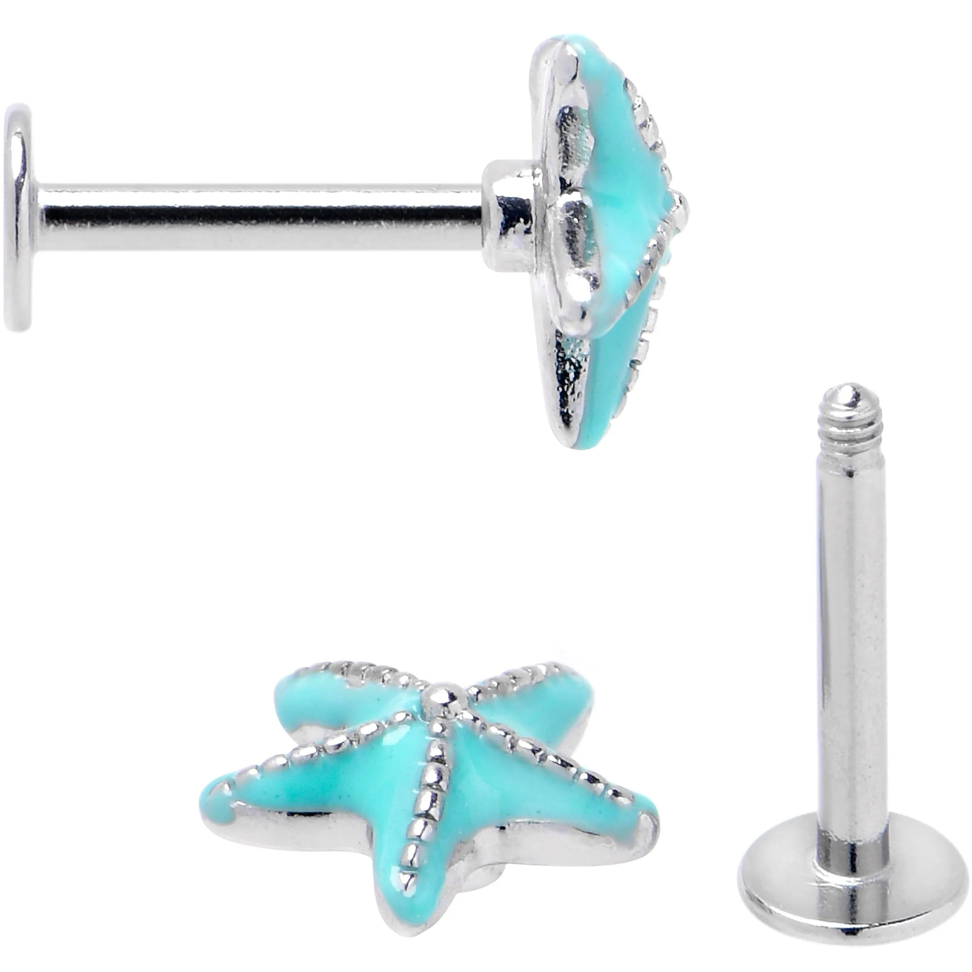 16 Gauge Blue Gem Nautical Labret Segment Ring Ear Curation Set of 5