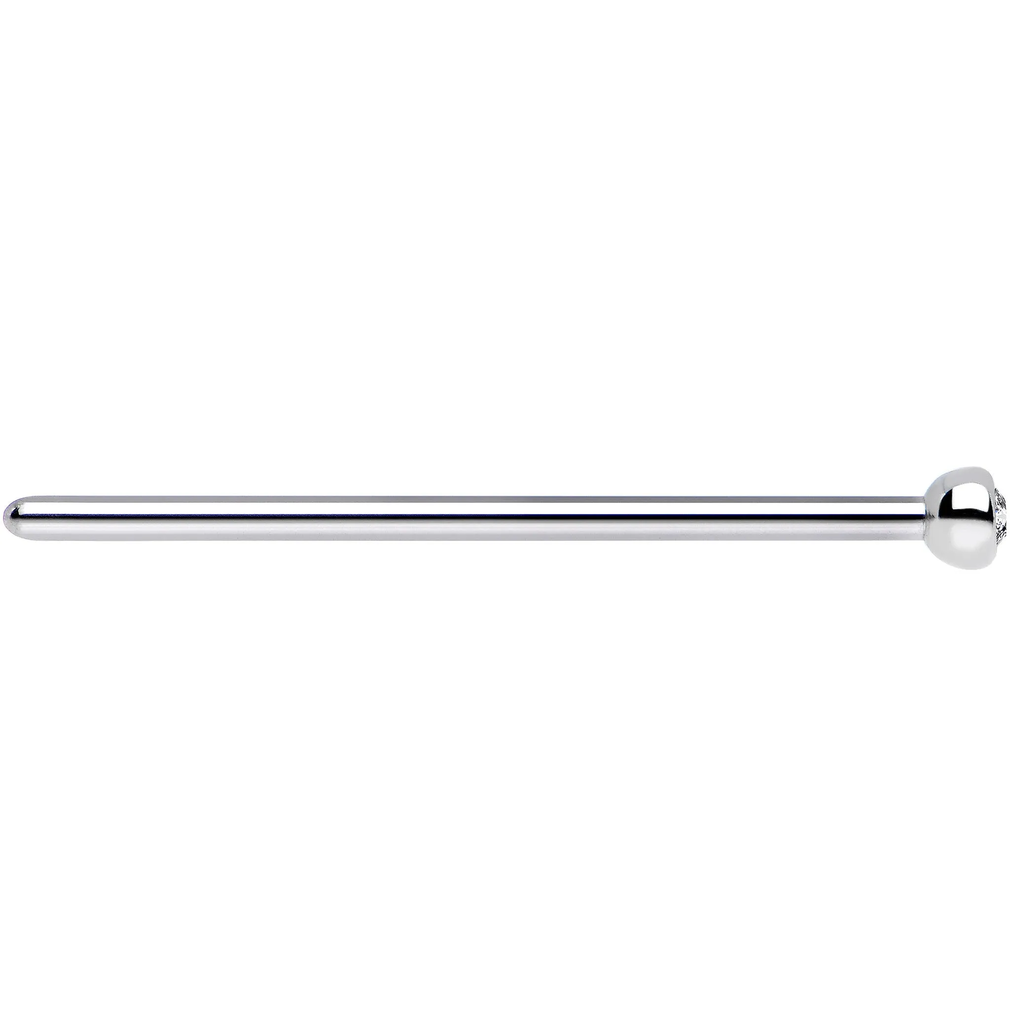 18 Gauge 3/4 Clear CZ Steel Straight Fishtail Nose Ring 2.5mm
