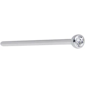 18 Gauge 3/4 Clear CZ Steel Straight Fishtail Nose Ring 2.5mm