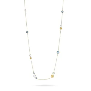 18K Yellow Gold and Mixed Blue Topaz Long Necklace