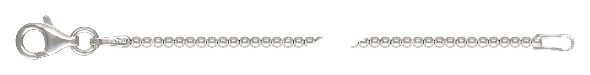 18" 1.5mm New Bead Chain, Sterling Silver. Made in USA. #501381518L