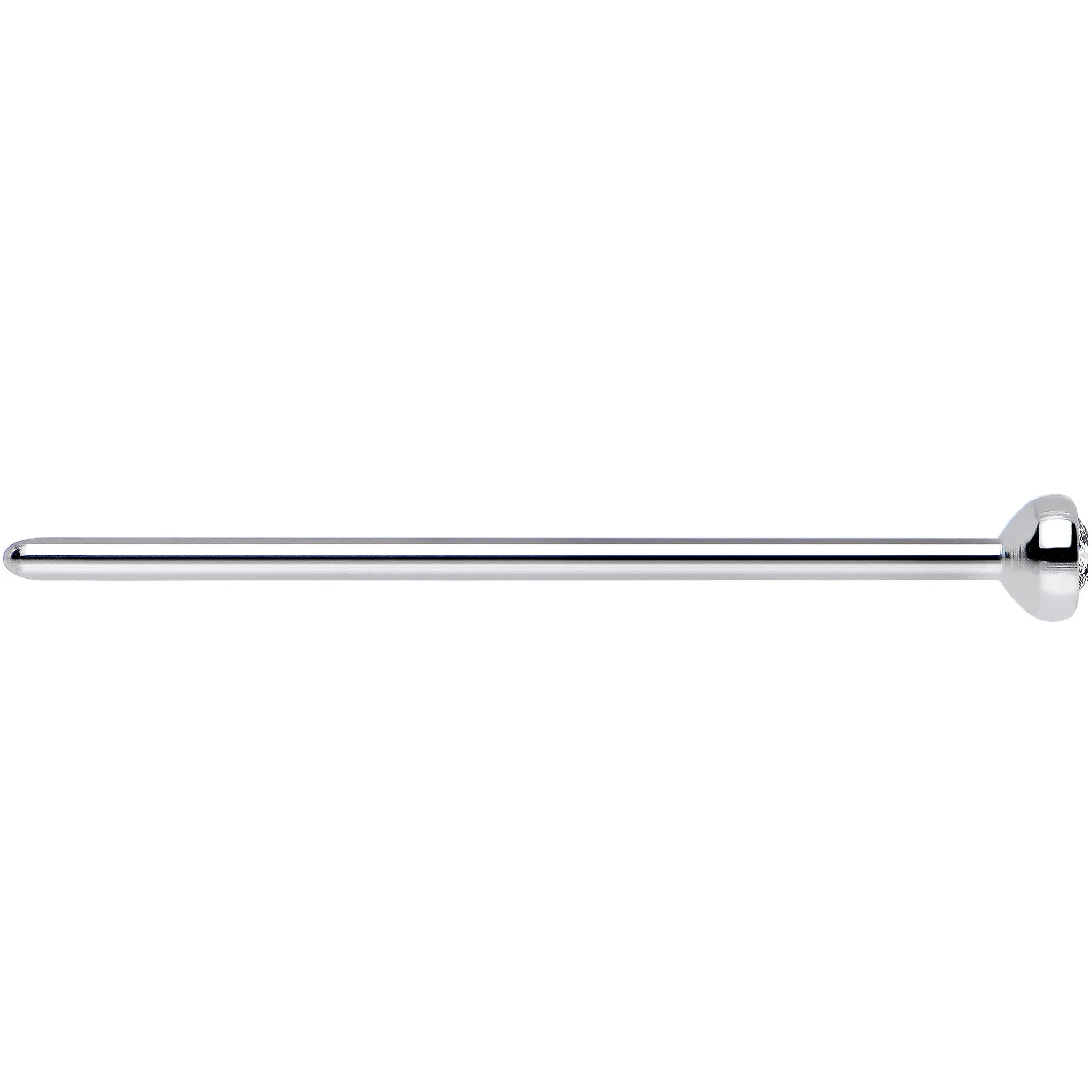 20 Gauge 3/4 Clear CZ Steel Straight Fishtail Nose Ring 2.5mm
