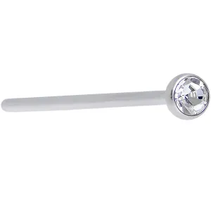 20 Gauge 3/4 Clear CZ Steel Straight Fishtail Nose Ring 2.5mm