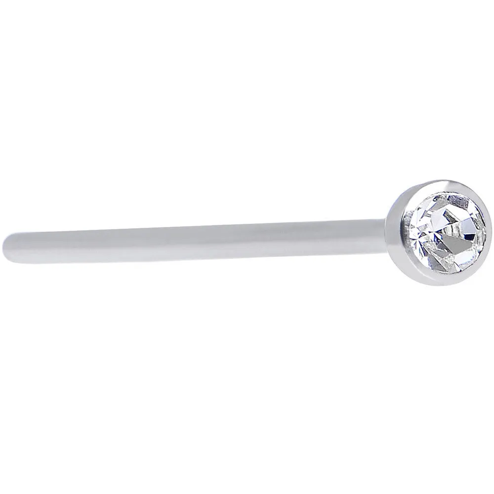 20 Gauge 3/4 Clear CZ Steel Straight Fishtail Nose Ring 2mm