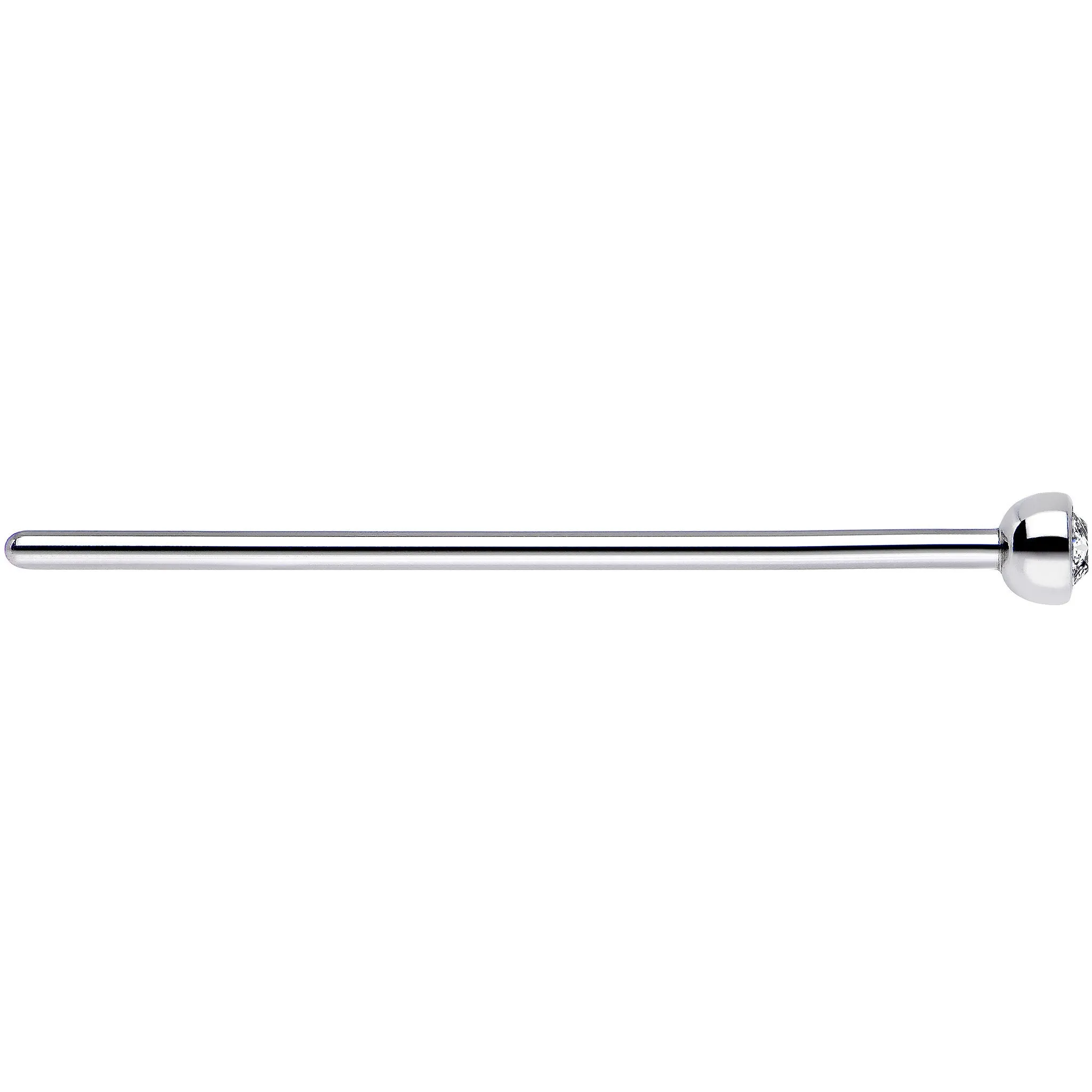 20 Gauge 3/4 Clear CZ Steel Straight Fishtail Nose Ring 2mm