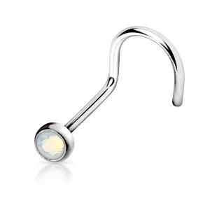 20ga 316L Surgical Steel Opalite Stone Nose Screw Stud