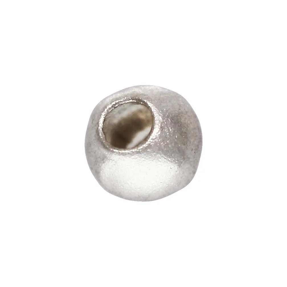 2.0mm Sandblast Bead .8mm Hole, Sterling Silver. Made in USA. #5004620SB