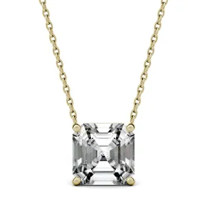 2.21 CTW DEW Asscher Moissanite Solitaire Pendant in 14K Yellow Gold