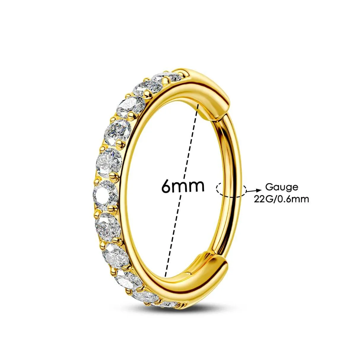 22G Micro Paved CZ Stone Hinged Segment Nose Ring