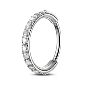 22G Micro Paved CZ Stone Hinged Segment Nose Ring