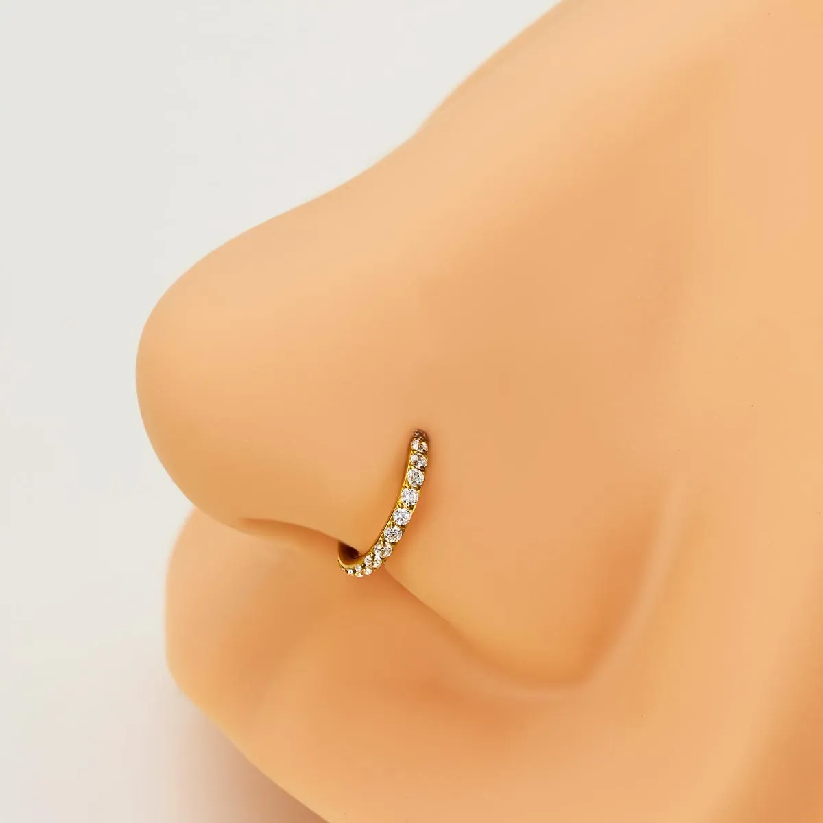 22G Micro Paved CZ Stone Hinged Segment Nose Ring
