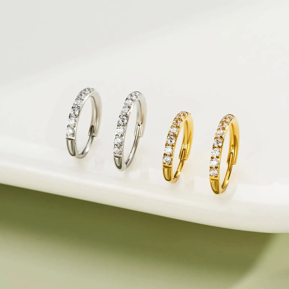 22G Micro Paved CZ Stone Hinged Segment Nose Ring