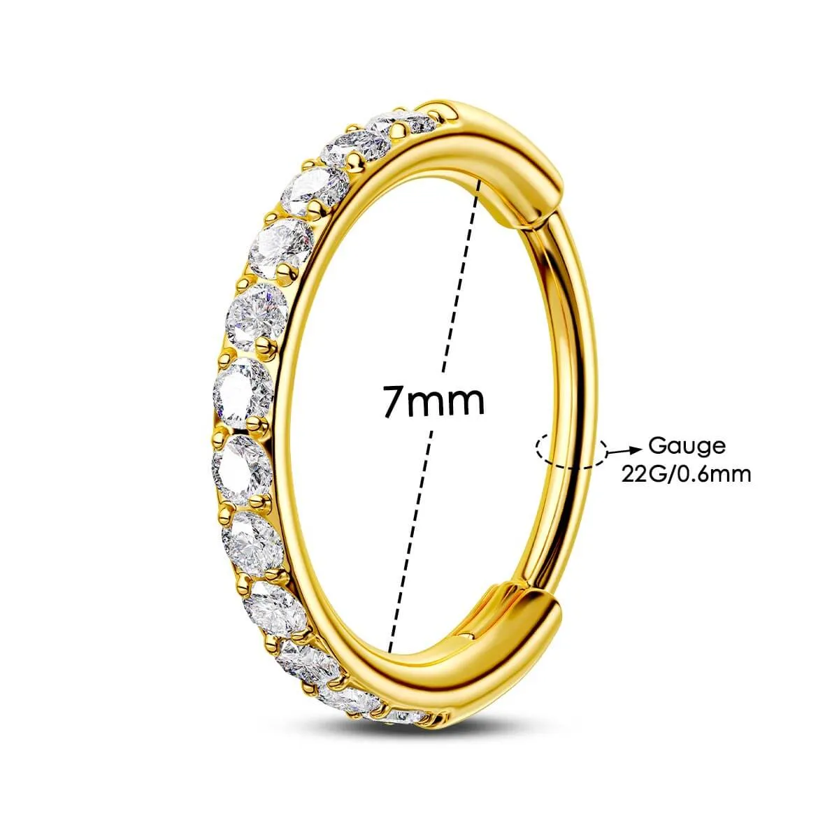 22G Micro Paved CZ Stone Hinged Segment Nose Ring
