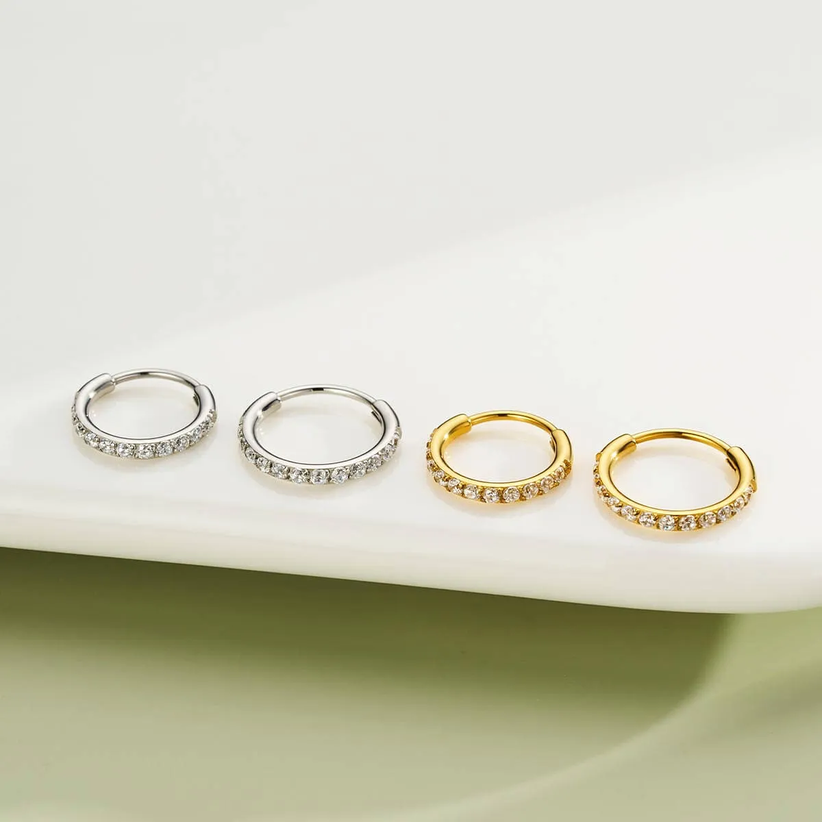 22G Micro Paved CZ Stone Hinged Segment Nose Ring