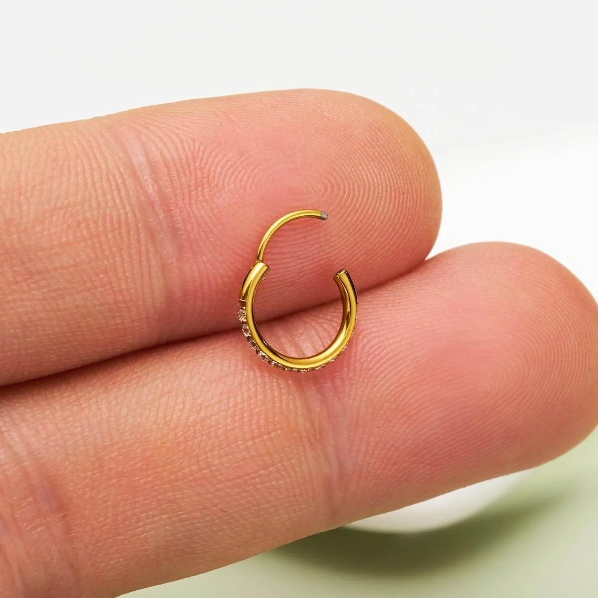 22G Micro Paved CZ Stone Hinged Segment Nose Ring