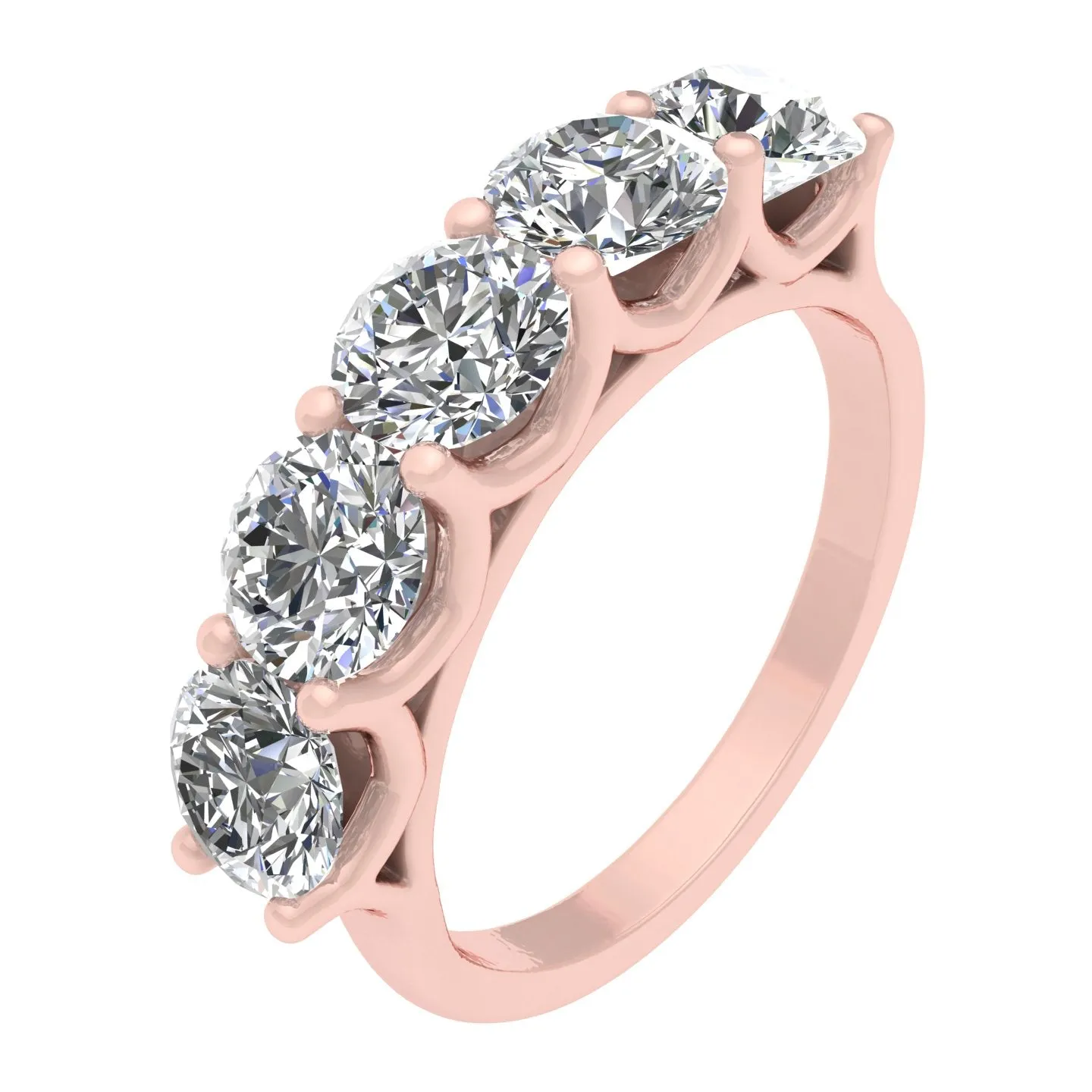 2.50ctw Diamond Five Stone Wedding Band in 14k Rose Gold (J-K, I2-I3)