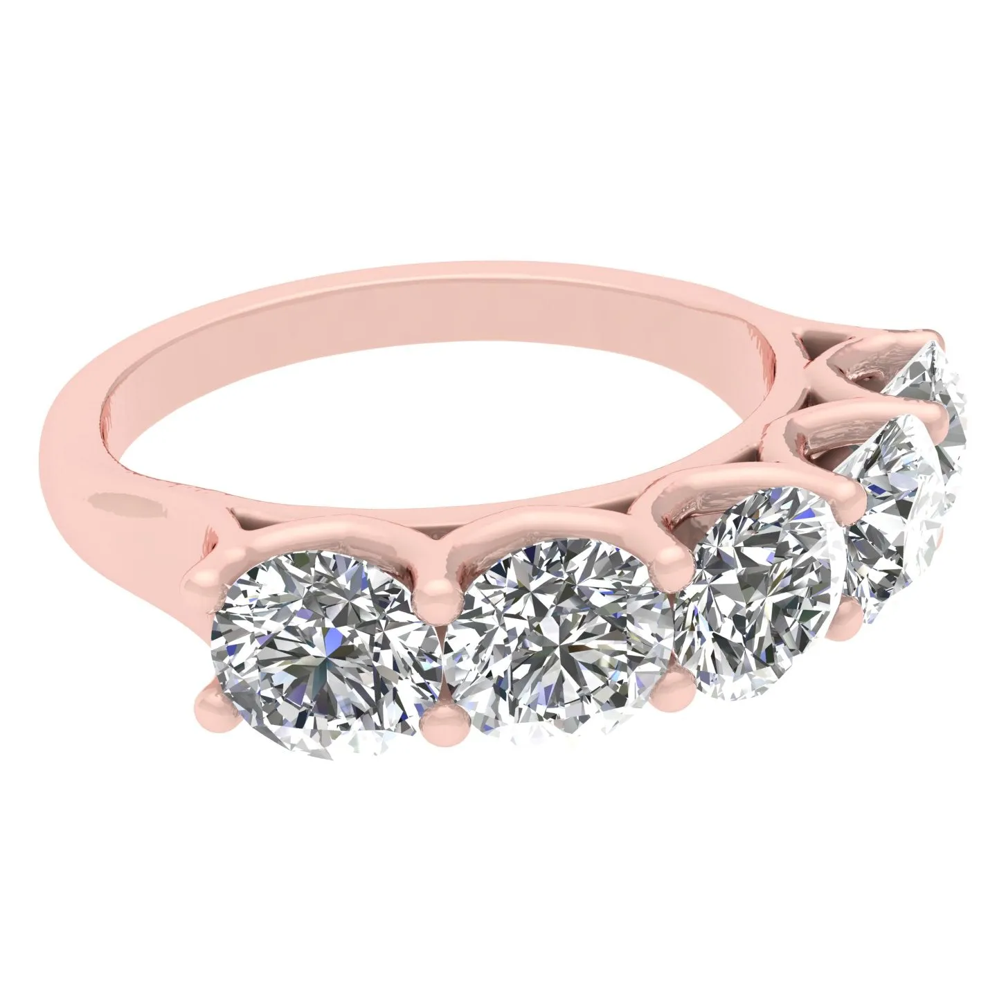 2.50ctw Diamond Five Stone Wedding Band in 14k Rose Gold (J-K, I2-I3)