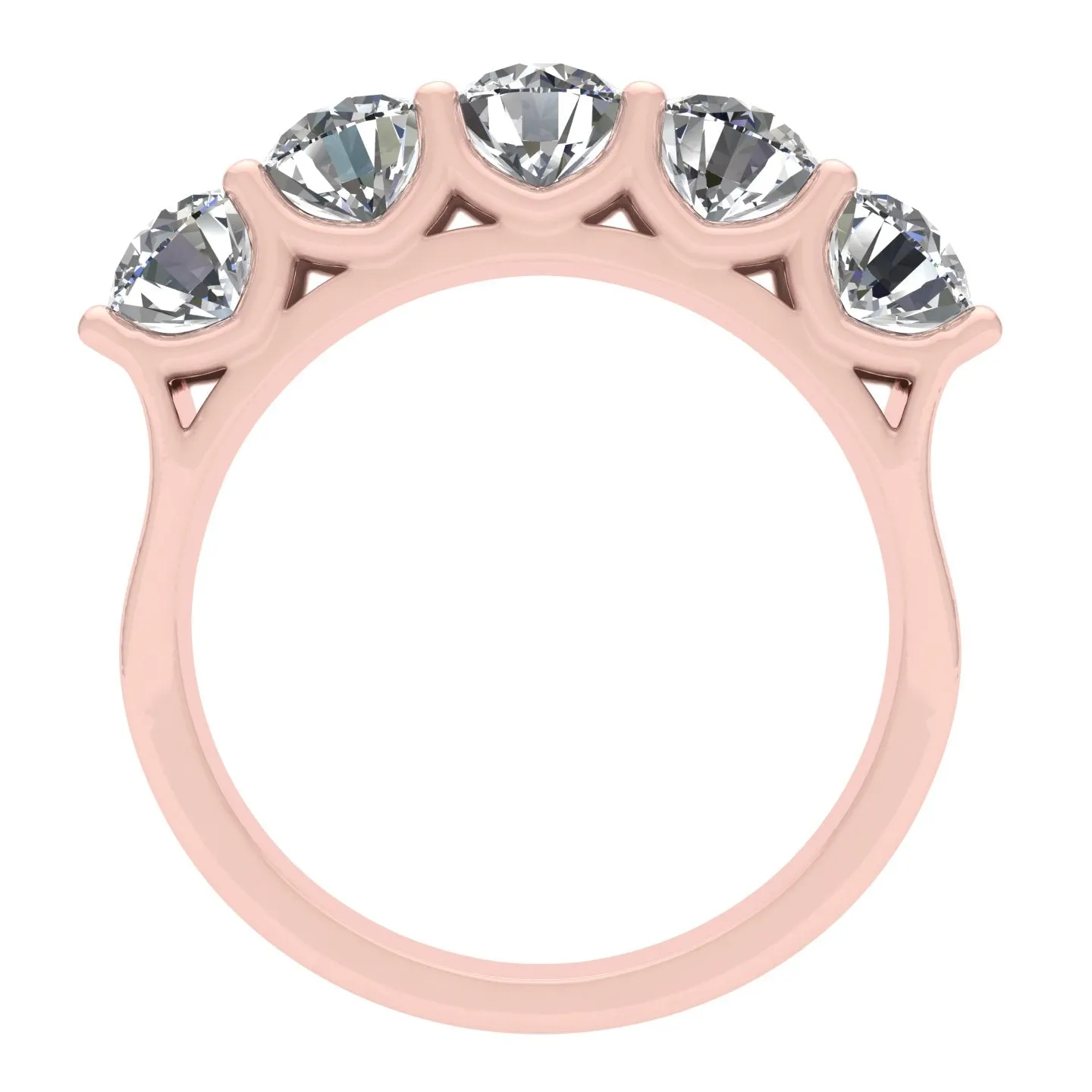 2.50ctw Diamond Five Stone Wedding Band in 14k Rose Gold (J-K, I2-I3)