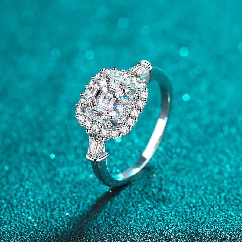 2ct Asscher Cut Moissanite Engagement Ring-RM032