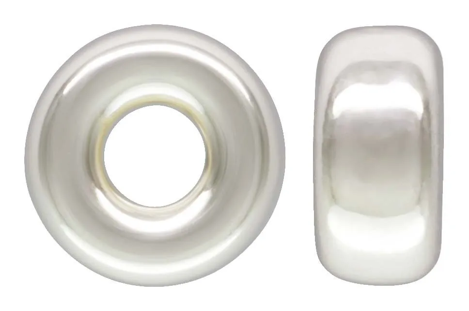 3.2x1.6mm Rondelle 1.3mm Hole,  Sterling Silver. Made in USA. #5004530