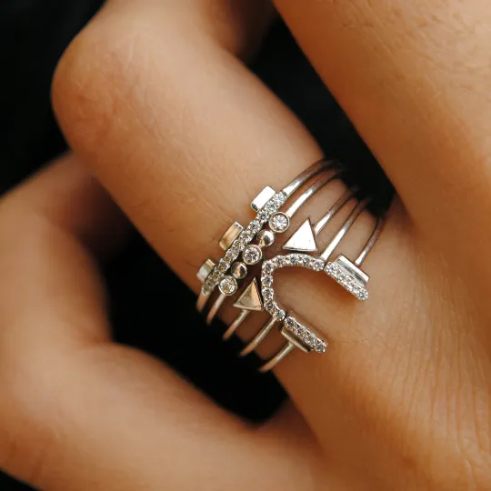 5 Stacking Ring Set with Romantic Location Theme Heritage Architecture Castles Place of Love